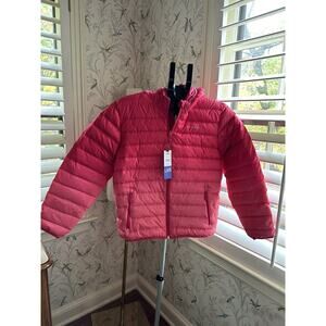 Eddie Bauer Girls Cirruslite Reversible Hooded Jacket Pink Ombre Down Puffer L